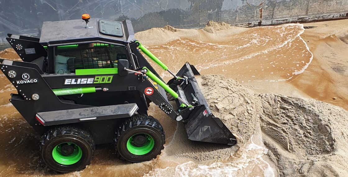 Kovaco skid steer loader in a ship