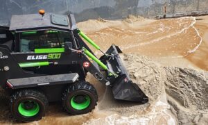 Kovaco skid steer loader in a ship