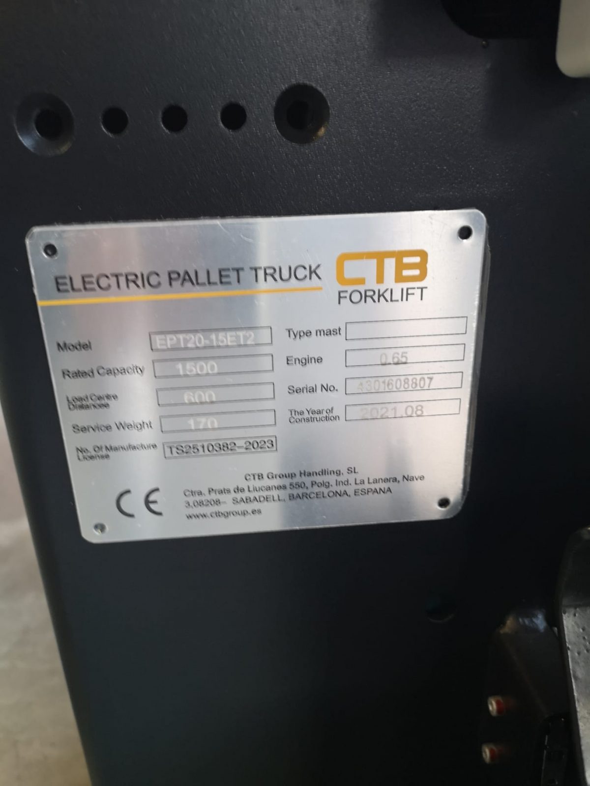 CTB EPT20 15ET2 electric pallet truck 3